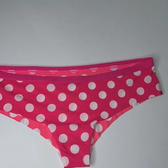 HIPHUGGER Seamless Stretchy Slinky Microfiber Pink Polka Dot Low Rise Bikini NEW - Picture 13 of 15